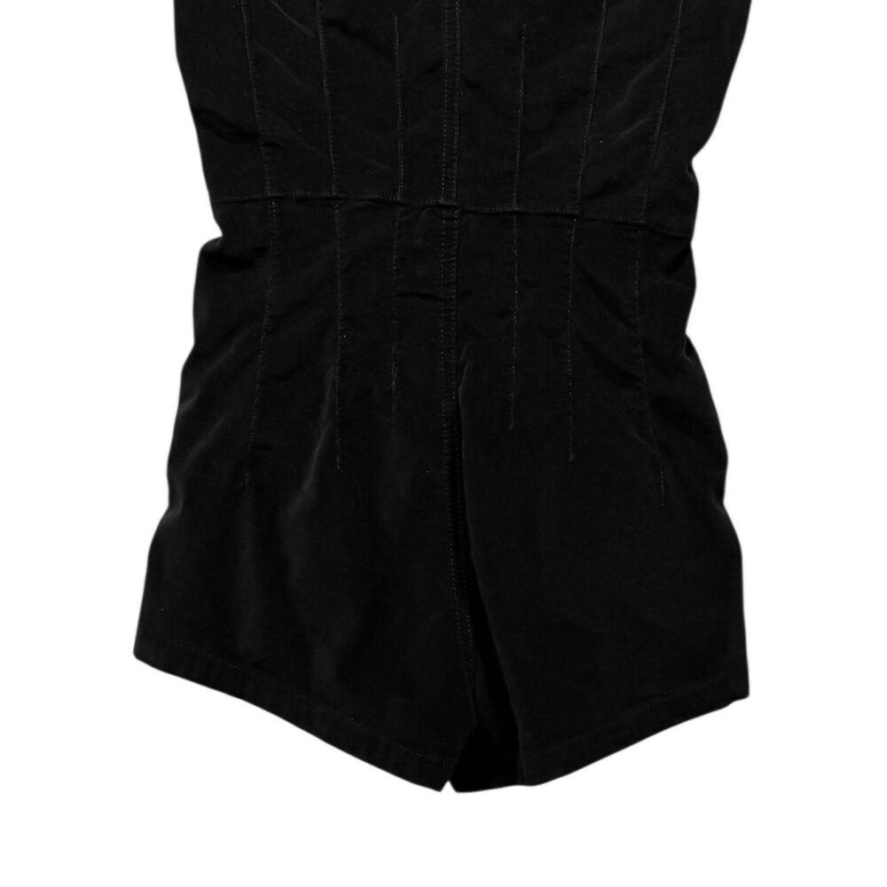 Free People Romper Womens Small Black Corduroy Zip Front Short Sleeve Jumpsuit - Picture 8 of 9